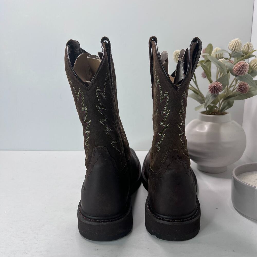 Ariat Groundbreaker Wide Square Toe Work Boots Mid Calf Brown Mens Size 7EE NEW - Picture 4 of 9